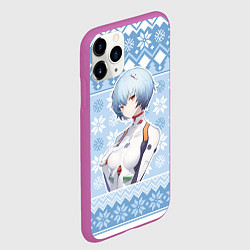 Чехол iPhone 11 Pro матовый Rei christmas sweater Evangelion, цвет: 3D-фиолетовый — фото 2