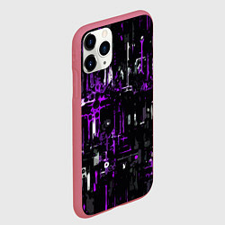 Чехол iPhone 11 Pro матовый Бело-фиолетовая тревожная абстракция на чёрном фон, цвет: 3D-малиновый — фото 2