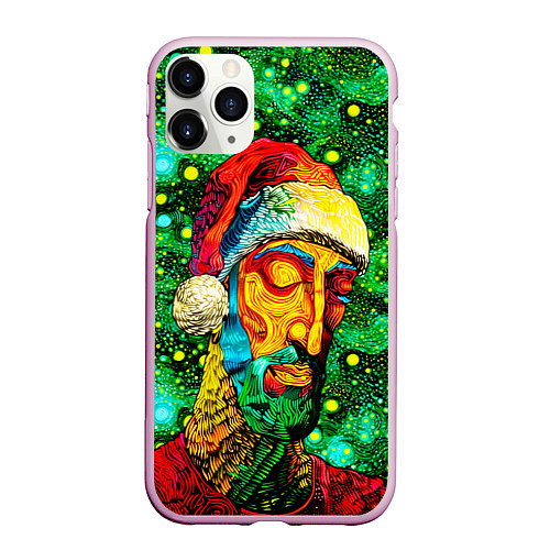 Чехол iPhone 11 Pro матовый Ded Moroz: pop-art-brut-nouveau pointillism / 3D-Розовый – фото 1