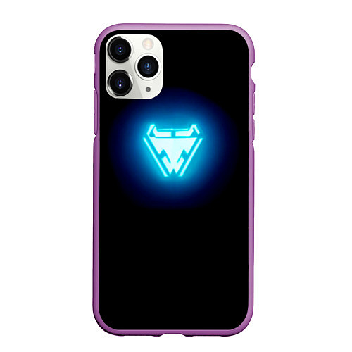 Чехол iPhone 11 Pro матовый Iron Man emblem / 3D-Фиолетовый – фото 1