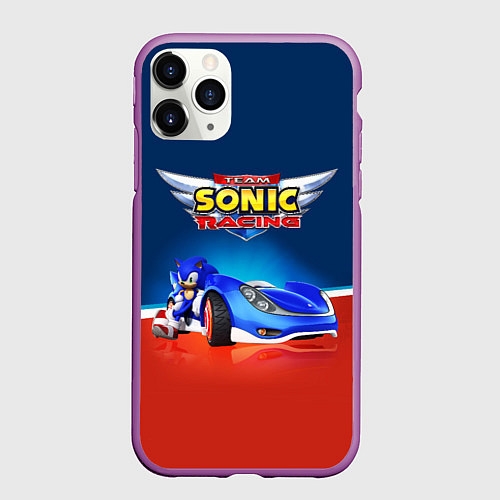 Чехол iPhone 11 Pro матовый Hedgehog - Sonic racing team / 3D-Фиолетовый – фото 1