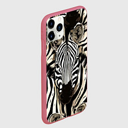 Чехол iPhone 11 Pro матовый Зебры, цвет: 3D-малиновый — фото 2