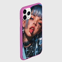 Чехол iPhone 11 Pro матовый Future samurai pink girl, цвет: 3D-фиолетовый — фото 2