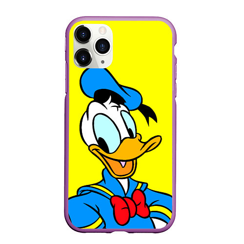 Чехол iPhone 11 Pro матовый Дональд Дак / 3D-Фиолетовый – фото 1