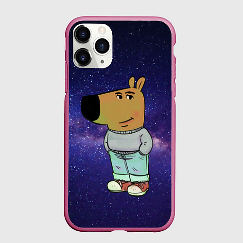 Чехол iPhone 11 Pro матовый Чиловый парень в космосе / 3D-Малиновый – фото 1