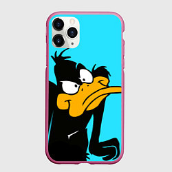 Чехол iPhone 11 Pro матовый Даффи Дак, цвет: 3D-малиновый