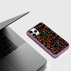 Чехол iPhone 11 Pro матовый Мерцающие новогодние гирлянды, цвет: 3D-фиолетовый — фото 2