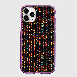 Чехол iPhone 11 Pro матовый Мерцающие новогодние гирлянды, цвет: 3D-фиолетовый