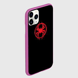 Чехол iPhone 11 Pro матовый Miles Morales - logo, цвет: 3D-фиолетовый — фото 2