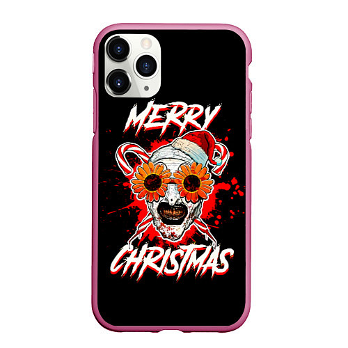 Чехол iPhone 11 Pro матовый Merry Christmas Terrifier / 3D-Малиновый – фото 1