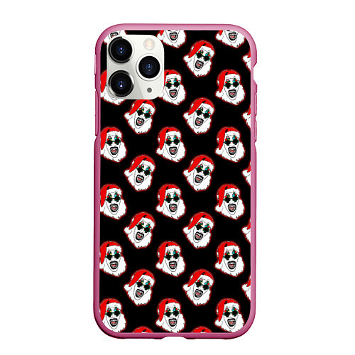 Чехол iPhone 11 Pro матовый Santa clown Art / 3D-Малиновый – фото 1