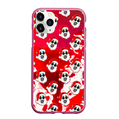 Чехол iPhone 11 Pro матовый Funny Santa clown Art in blood / 3D-Малиновый – фото 1