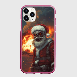 Чехол iPhone 11 Pro матовый Санта монстр из огня, цвет: 3D-малиновый