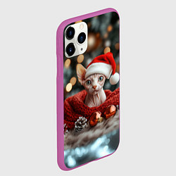 Чехол iPhone 11 Pro матовый Новогодний кот сфинкс, цвет: 3D-фиолетовый — фото 2
