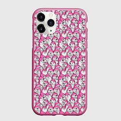 Чехол iPhone 11 Pro матовый Выдры новогодние, цвет: 3D-малиновый