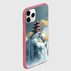 Чехол iPhone 11 Pro матовый Японский снежный пейзаж, цвет: 3D-малиновый — фото 2