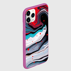 Чехол iPhone 11 Pro матовый Флюид арт абстракция, цвет: 3D-фиолетовый — фото 2