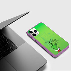 Чехол iPhone 11 Pro матовый Гринч merry fucking christmas, цвет: 3D-фиолетовый — фото 2