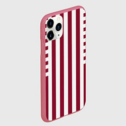 Чехол iPhone 11 Pro матовый Бело красный узор в полоску, цвет: 3D-малиновый — фото 2