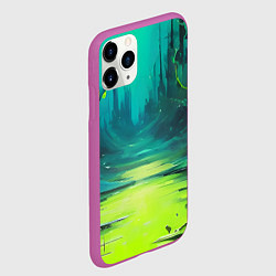 Чехол iPhone 11 Pro матовый Зелёная кислотная абстракция, цвет: 3D-фиолетовый — фото 2