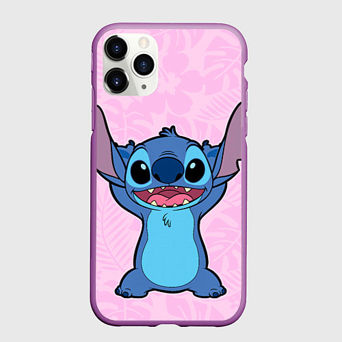Чехол iPhone 11 Pro матовый Stitch on a pink background / 3D-Фиолетовый – фото 1