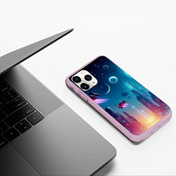 Чехол iPhone 11 Pro матовый Neon metropolis in the future - ai art fantasy, цвет: 3D-розовый — фото 2