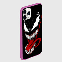 Чехол iPhone 11 Pro матовый Морда Венома с языком, цвет: 3D-фиолетовый — фото 2