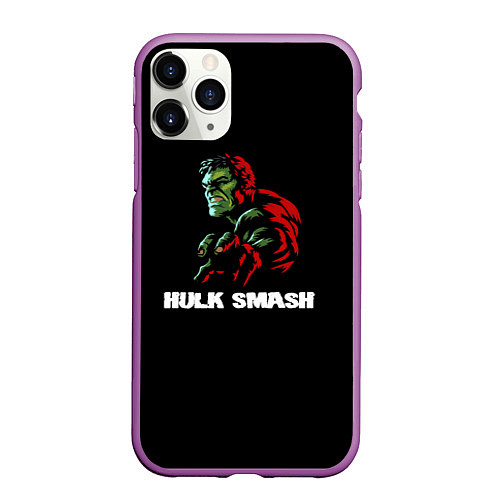 Чехол iPhone 11 Pro матовый Халк Smash / 3D-Фиолетовый – фото 1