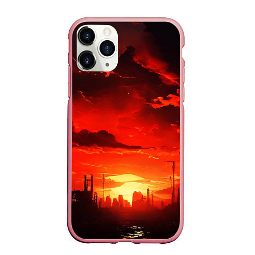 Чехол iPhone 11 Pro матовый Багровый закат огненный / 3D-Баблгам – фото 1