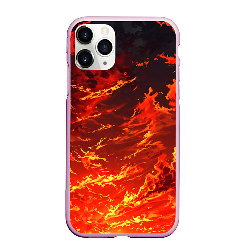 Чехол iPhone 11 Pro матовый Багровый огненный закат / 3D-Розовый – фото 1