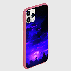 Чехол iPhone 11 Pro матовый Фиолетовый апокалиптический закат, цвет: 3D-малиновый — фото 2