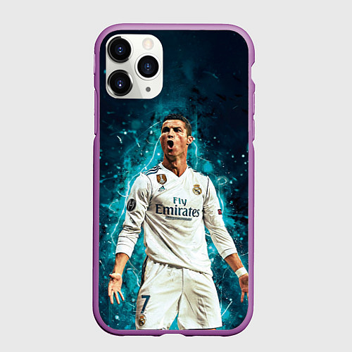 Чехол iPhone 11 Pro матовый Мадрид - Роналдо / 3D-Фиолетовый – фото 1