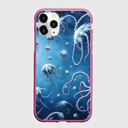 Чехол iPhone 11 Pro матовый Мир фантастических осьминогов, цвет: 3D-малиновый