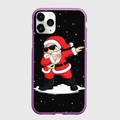Чехол iPhone 11 Pro матовый Дед мороз деб / 3D-Фиолетовый – фото 1