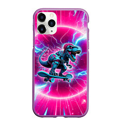 Чехол iPhone 11 Pro матовый Cyber tyrannosaurus is a cool skateboarder, цвет: 3D-фиолетовый