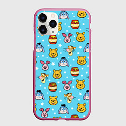 Чехол iPhone 11 Pro матовый Винни Пух, цвет: 3D-малиновый