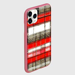 Чехол iPhone 11 Pro матовый Чёрные полосы на красно-белом фоне, цвет: 3D-малиновый — фото 2