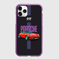 Чехол iPhone 11 Pro матовый Porsche 911 cпортивный немецкий автомобиль, цвет: 3D-фиолетовый