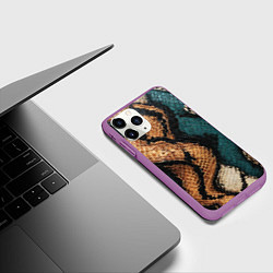 Чехол iPhone 11 Pro матовый Кожа в змеином стиле, цвет: 3D-фиолетовый — фото 2