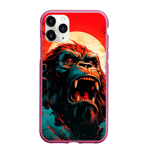 Чехол iPhone 11 Pro матовый King Kong roar / 3D-Малиновый – фото 1