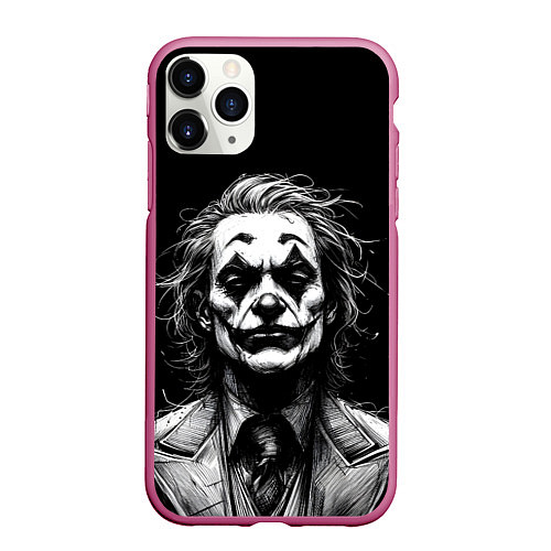 Чехол iPhone 11 Pro матовый Joker - clown / 3D-Малиновый – фото 1