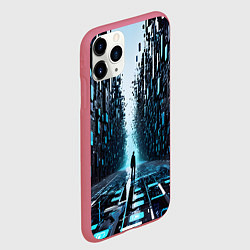 Чехол iPhone 11 Pro матовый Человек в цифровом лесу, цвет: 3D-малиновый — фото 2