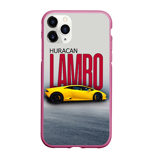 Чехол iPhone 11 Pro матовый Итальянский гиперкар Lambo Huracan / 3D-Малиновый – фото 1