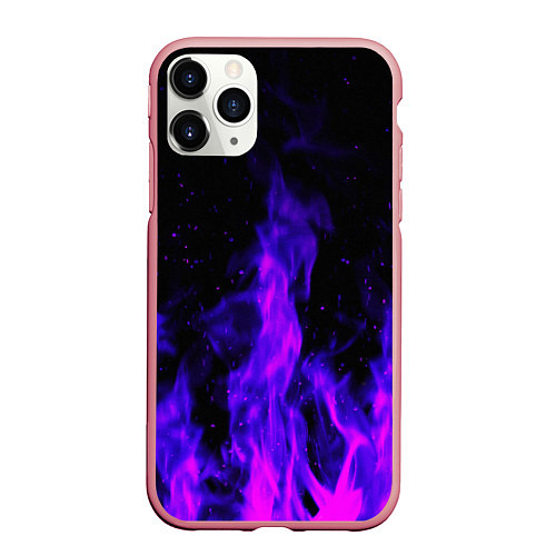 Чехол iPhone 11 Pro матовый Неоновый огонь на черном фоне / 3D-Баблгам – фото 1