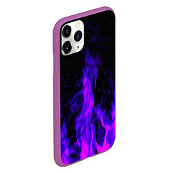 Чехол iPhone 11 Pro матовый Неоновый огонь на черном фоне, цвет: 3D-фиолетовый — фото 2