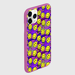 Чехол iPhone 11 Pro матовый Психоделические желтые смайлы, цвет: 3D-фиолетовый — фото 2