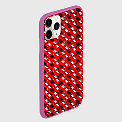 Чехол iPhone 11 Pro матовый Чёрно-белые фигуры на красном фоне, цвет: 3D-фиолетовый — фото 2