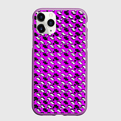 Чехол iPhone 11 Pro матовый Чёрно-белые фигуры на розовом фоне, цвет: 3D-фиолетовый
