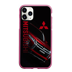 Чехол iPhone 11 Pro матовый Mitsubishi логотип, цвет: 3D-малиновый