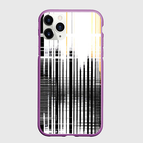 Чехол iPhone 11 Pro матовый Жёлто-чёрный гранж на белом фоне / 3D-Фиолетовый – фото 1